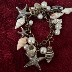 Coastal Charm Bracelet with Cream Shells & Pearls